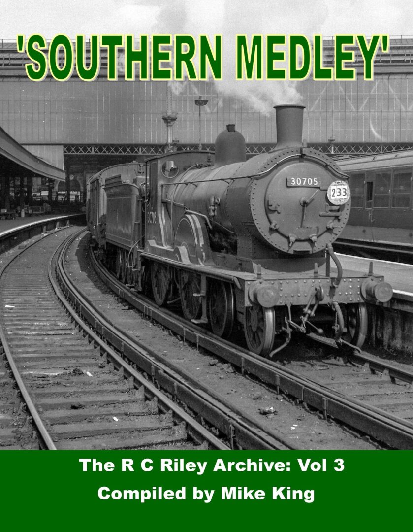 "Southern Medley" black and white cover captures a locomotive of a train standing on a platform